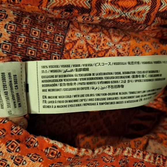 Hollister spaghetti strap dress tunic tie back belt pink boho print women's sz S - Picture 9 of 9